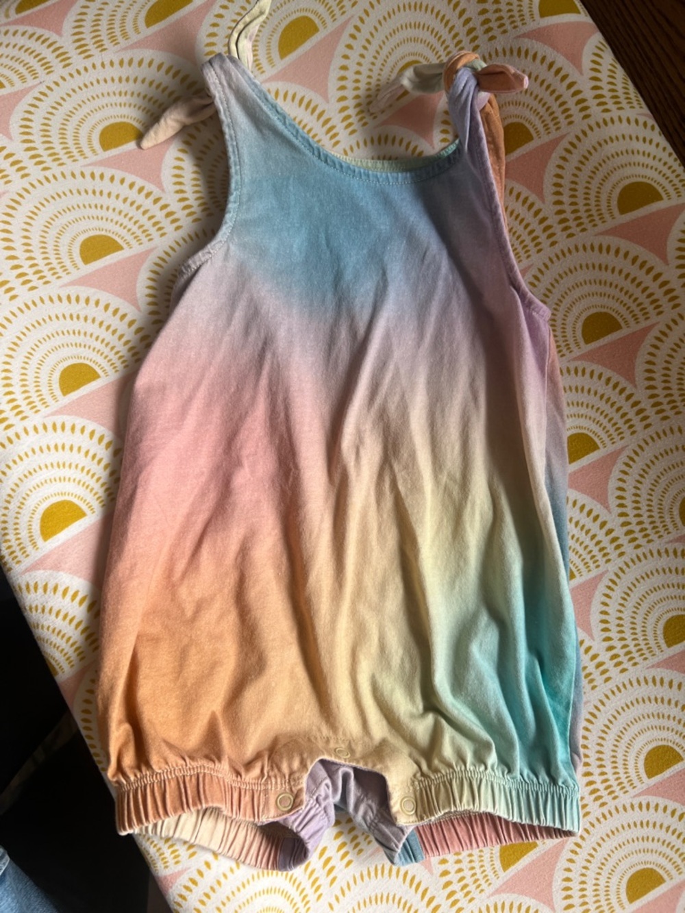 Tea Collection Pastel Rainbow Tie-Dye Tank Romper - Blue, Pink, Yellow, Peach